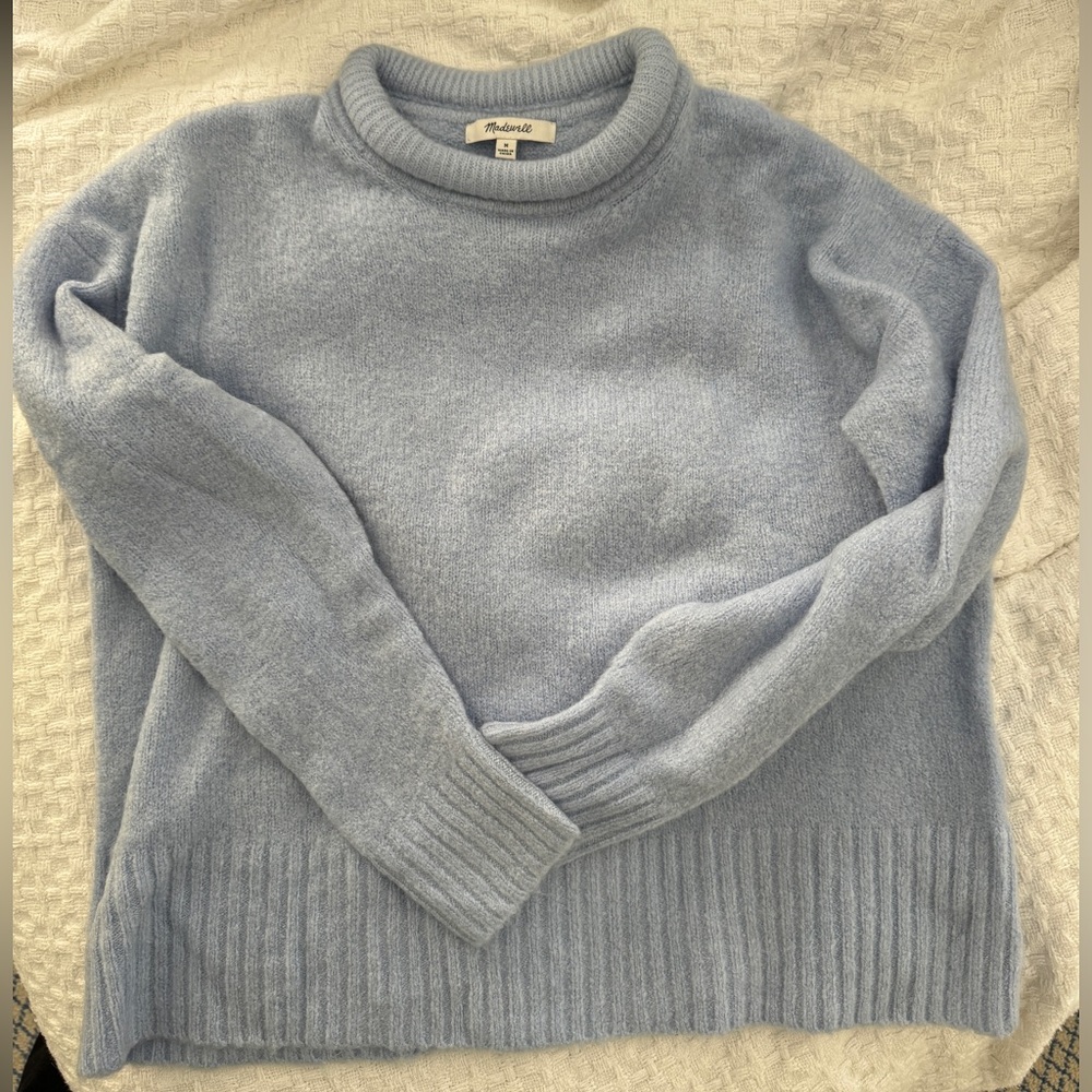 Madewell Sweater Soft Blue Boucle Mockneck NWT